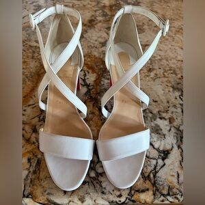 Christian Louboutin White Leather Crisscross Strap Heels